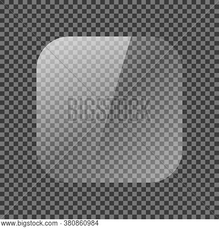 Vector Icon Glare Effect For Mobile App Logo. Realistic Plastic Or Acrilyc Sheet