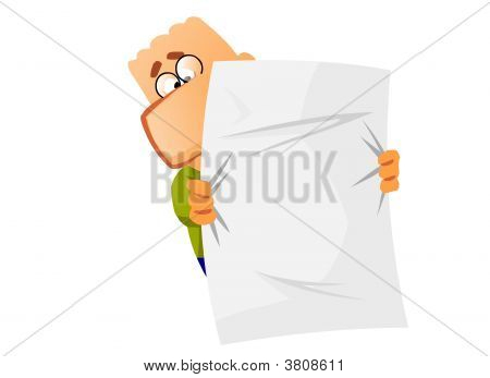 Unternehmer mit einem leeren Blatt Papier