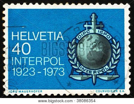 Postage Stamp Switzerland 1973 Interpol Emblem