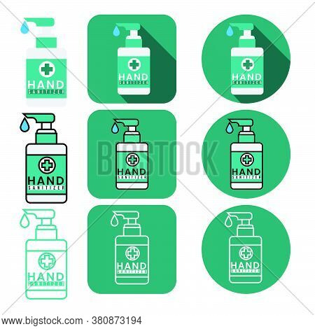 Nine Different Style Hand Sanitizer Bottleicon Vector Bundle Set