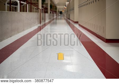 Public School Reopening, Arrows In Hallway To Guide One Way Traffic