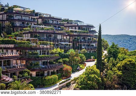 Budva - Montenegro, 31 July: The Famous Dukley Gardens Budva In Wonderful Summer Weather