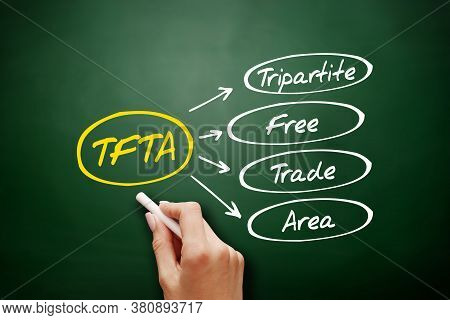 Tfta - Tripartite Free Trade Area Acronym, Business Concept Background On Blackboard