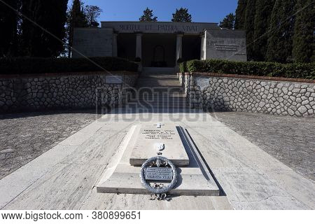 Mignano MonteLungo, Italy - August 14, 2020: The military cemetery which contains the remains of 974