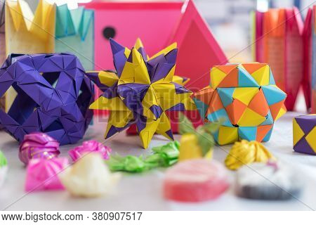 Multicolor Modular Origami Star Sphericalal Of Modular Origami Spiky Ball Model Decoration Visual Ar