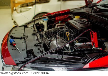 Car, Open The Bonnet, Connect The Battery