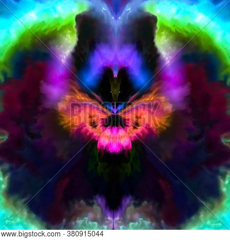 Abstract Optical Illusion Face In Bright Colorful Background. An Illusion Art Graphic Made Up Abstra