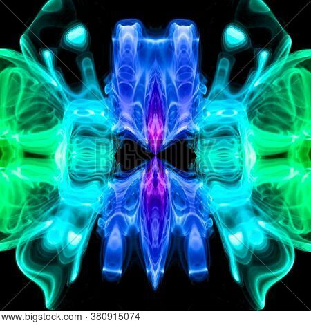 Abstract Optical Illusion Face In Bright Colorful Background. An Illusion Art Graphic Made Up Abstra