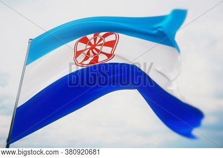 The Flag Of Evenk Autonomous Okrug. High Resolution Close-up 3d Illustration. Flags Of The Federal S