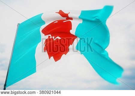 The Flag Of Koryak Okrug. High Resolution Close-up 3d Illustration. Flags Of The Federal Subjects Of
