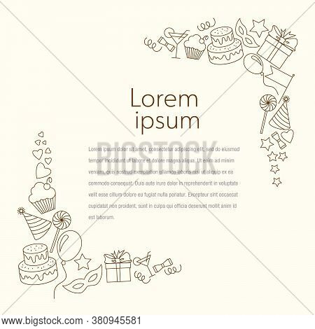 Invitation To A Party Or Birthday Party. Vector Illustration.