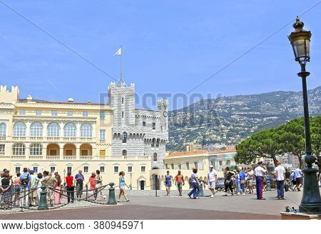 Monaco City, Monaco - June 13, 2014: Square In Front Of The Palace Of The Prince Of Monaco, People A