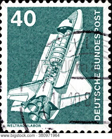 02 10 2020 Divnoe Stavropol Territory Russia The Postage Stamp Germany 1975 Industry And Tecnic Spac