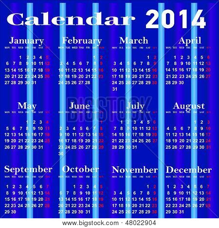 Calendar For 2014 Year.