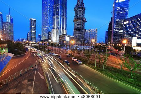 Shanghai Lujiazui Highway At Night