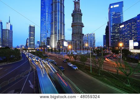 Shanghai Lujiazui Highway At Night