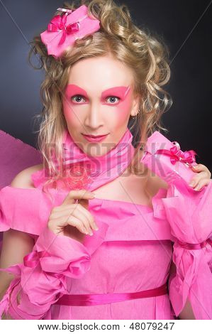 Woman in pink.