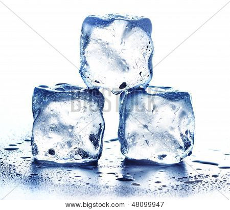 Ice Cubes Isolated On White.