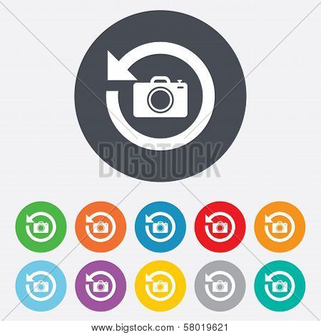 Front photo camera sign icon. Change symbol.