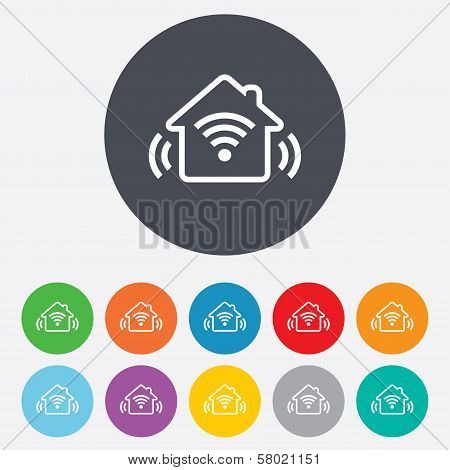 Smart home sign icon. Smart house button.