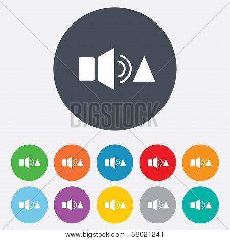 Speaker volume louder sign icon. Sound symbol.