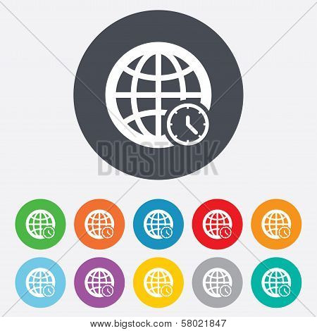World time sign icon. Universal time symbol.
