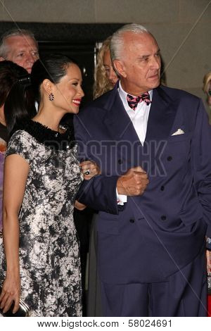 Lucy Liu and Manolo Blahnik  at the Rodeo Drive Walk of Style Award Gala. Rodeo Drive, Beverly Hills, CA. 09-25-08
