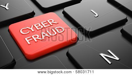 Cyber Fraud on Red Keyboard Button.