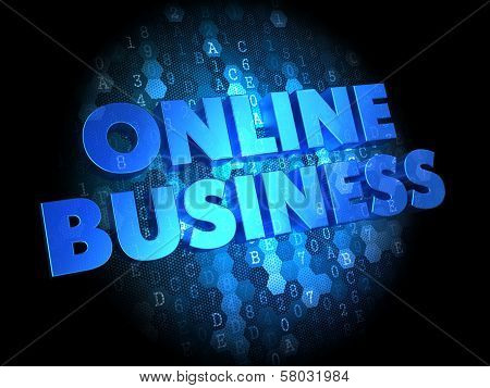 Online Business on Dark Digital Background.
