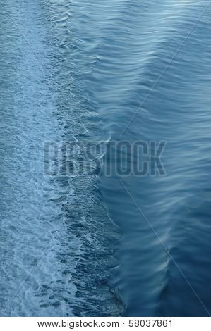 White Backwash Of A Ferry Crossing Ocean