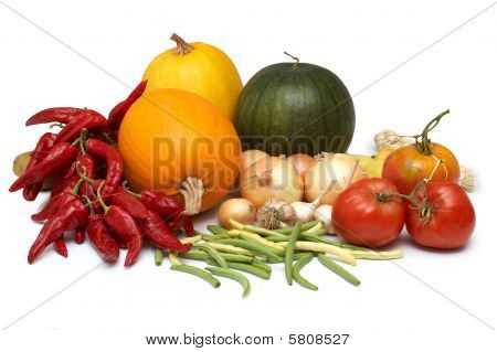 Cosecha. Maduros verduras: Tomates, calabazas, cebolla, pimienta y otros
