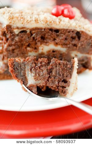 Cocolate cake with nuts.