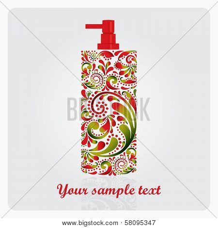 Bottle of lotion, made of the leaf pattern.