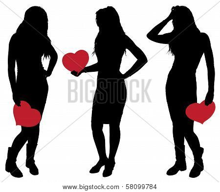 Silhouette Of A Girl Holding A Heart