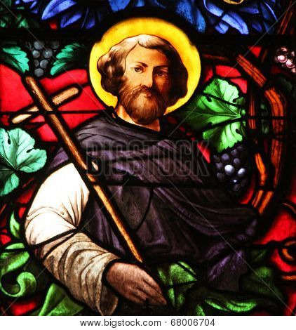 PARIS, FRANCE - NOV 11, 2012: Apostle, stained glass from Church of St-Germain-l'Auxerr ois founded in the 7th century, was rebuilt many times over several centuries. 