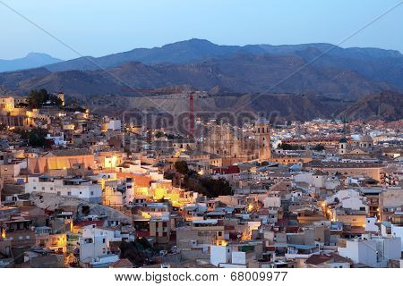 Od Town Of Lorca at night. Spain