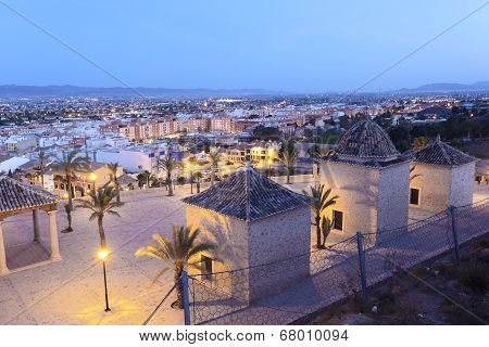 Old Town Of Lorca at night. Spain