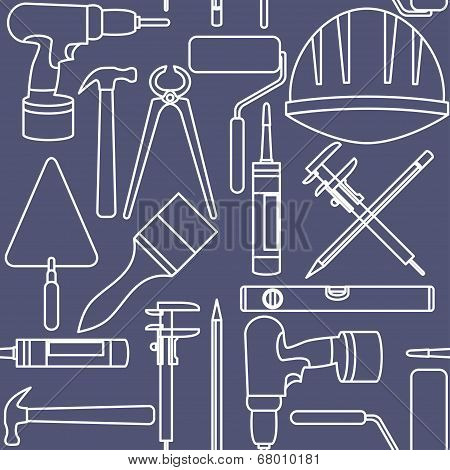 Flat design. Seamless pattern of graphic house repair icons