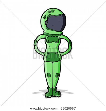 cartoon female astronaut