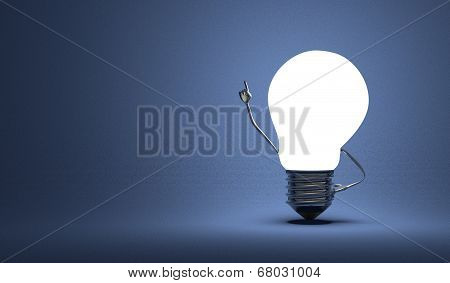 Light Bulb Character In Moment Of Insight On Blue