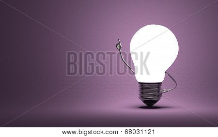 Light Bulb Character In Moment Of Insight On Violet