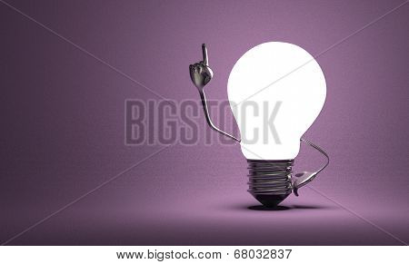 Light Bulb With Big Hands In Moment Of Insight On Violet