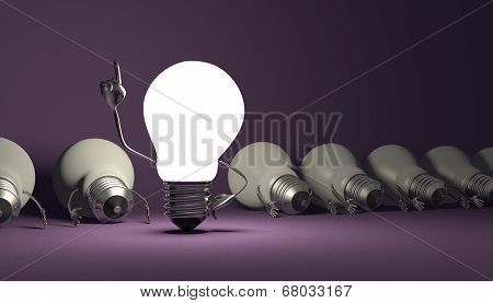 Light Bulb Character, Aha Moment  On Violet