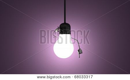 Light Bulb Character In Socket, Moment Of Insight On Violet