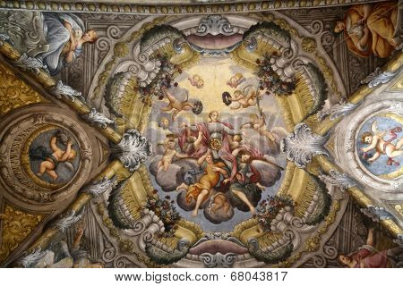 PARMA, ITALY - MAY 01, 2014: Fresco, St Lucia church. Church, originally known as St. Michael in the Channel is mentioned in documents in 1223, built in 1615 and dedicated to St. Lucia