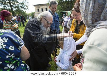 KRASNY BRONEVIK, RUSSIA - JULY 7, 2014: Celebrations commemorating the Rev. Anthony Dymsky (died 1224) in Antony Dymsky Monastery