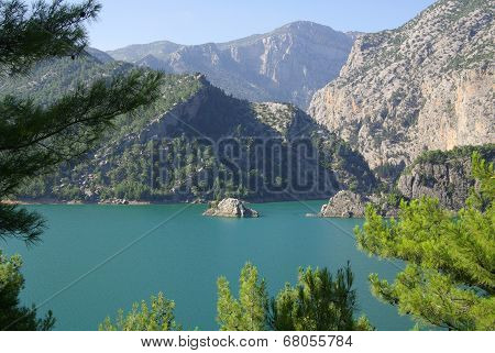 Panorama Oymapinar Dam Reservoir On The River Manavgat