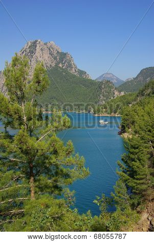 Panorama Oymapinar Dam Reservoir On The River Manavgat