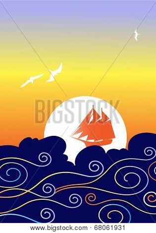 red sails in the sunset
