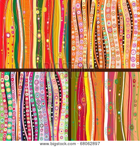Set of four colourful line background